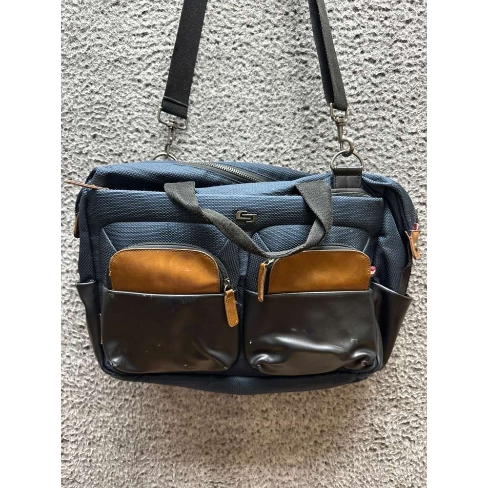 Solo Sag Harbor 15.6" Laptop Crossbody Briefcase‎ Bag w/ Padded Pocket Navy Blue